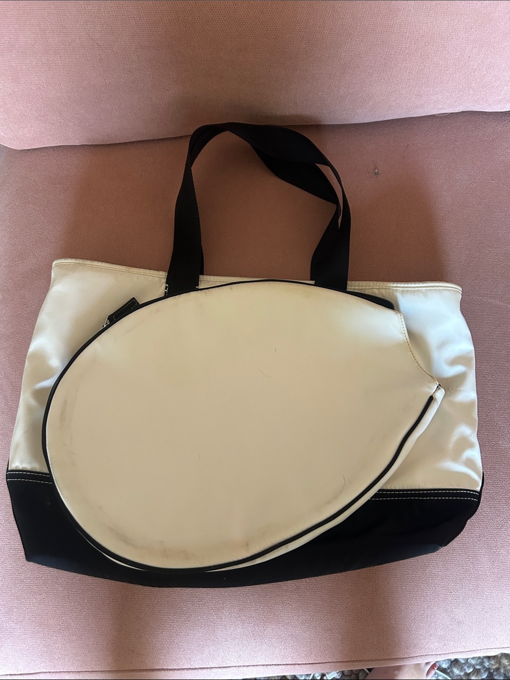 J. Crew Cream and Black Tennis Tote